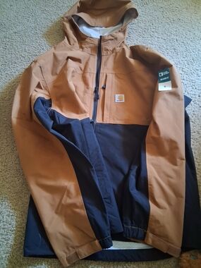 Carhartt Storm Defender Two-Tone Hooded Raincoat - Brown and Black